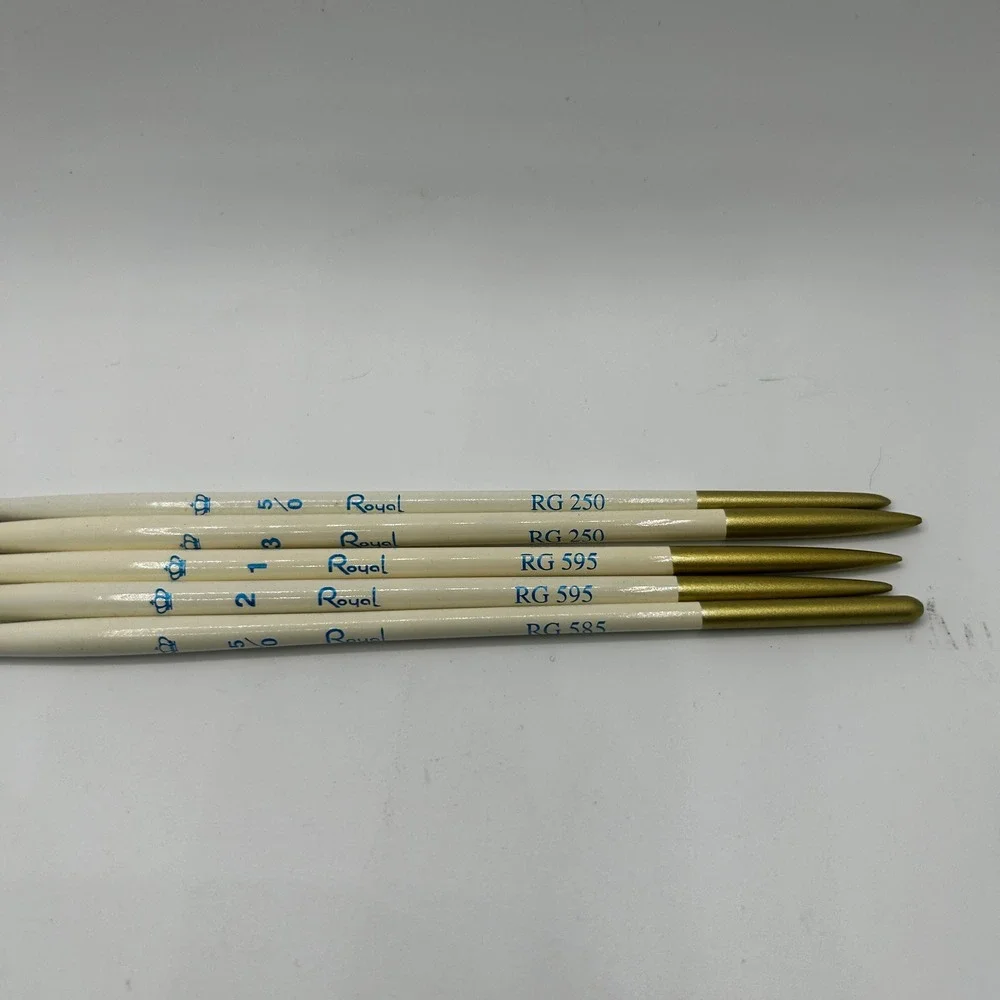Royal Langnickel Detail Paint Brush Set 5pc Cream Gold Excellent Golden Taklon